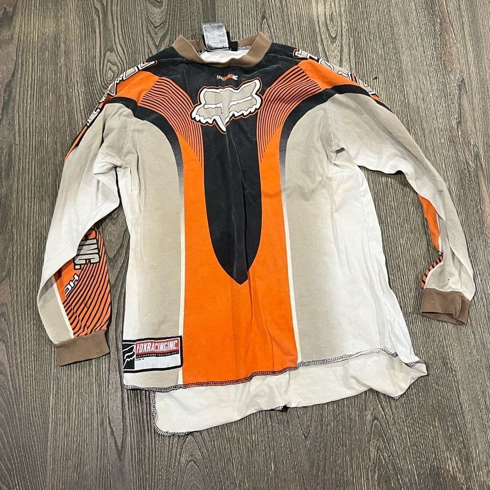 Fox Racing Boys Shirt Vintage Motocross Long Sleeve Pullover Orange Size XL